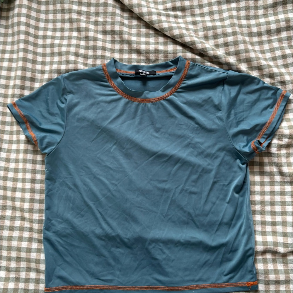 POSTER GIRL Blue and Orange Short Sleeve Tee